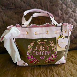 Juicy Couture Pink and Olive Tote Bag
